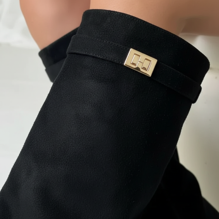 Savanna | Women's Suede Knee High Boots with Block Heel