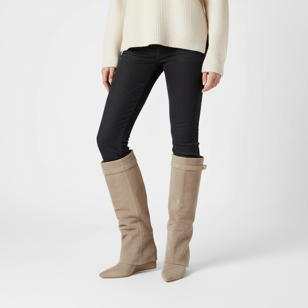 Savanna | Women's Suede Knee High Boots with Block Heel