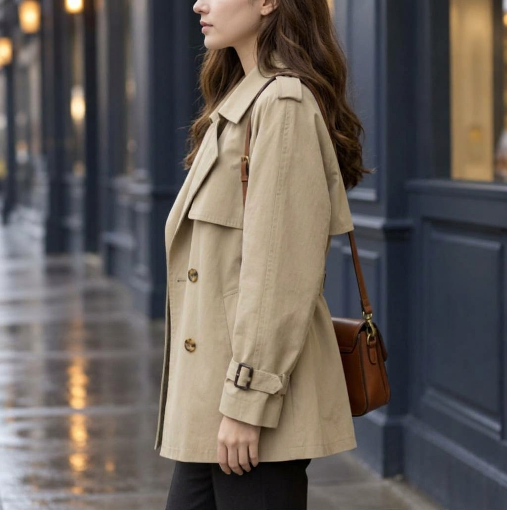 Sabrina | Classic Double Breasted Trench Coat with Buckled Cuffs