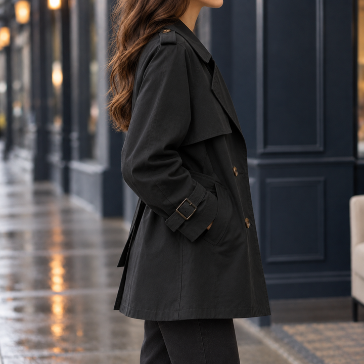 Sabrina | Classic Double Breasted Trench Coat with Buckled Cuffs