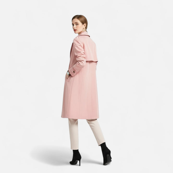 Alivia | Women's Trench Coat with Lapel Collar and Button Front