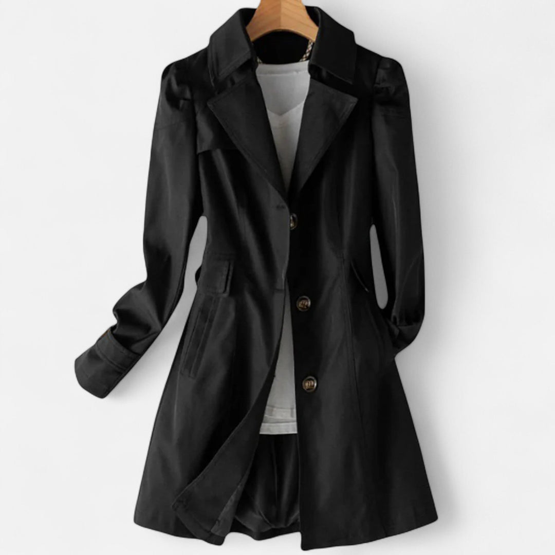 Alivia | Women's Trench Coat with Lapel Collar and Button Front
