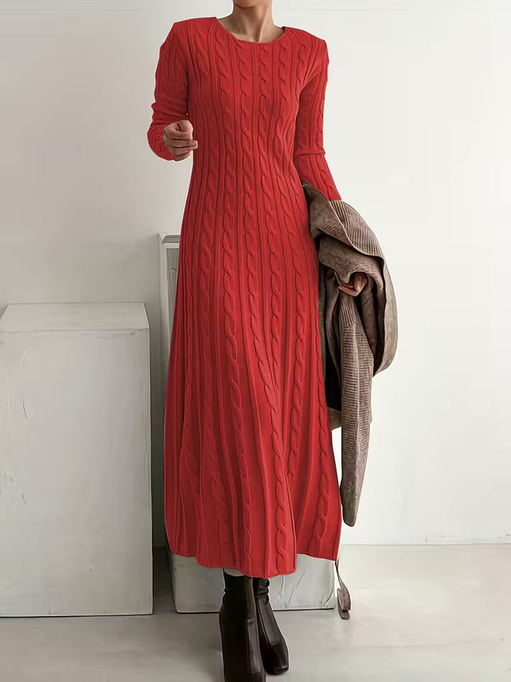 Tiana | Cosy Cable Knit Maxi Dress with Long Sleeves