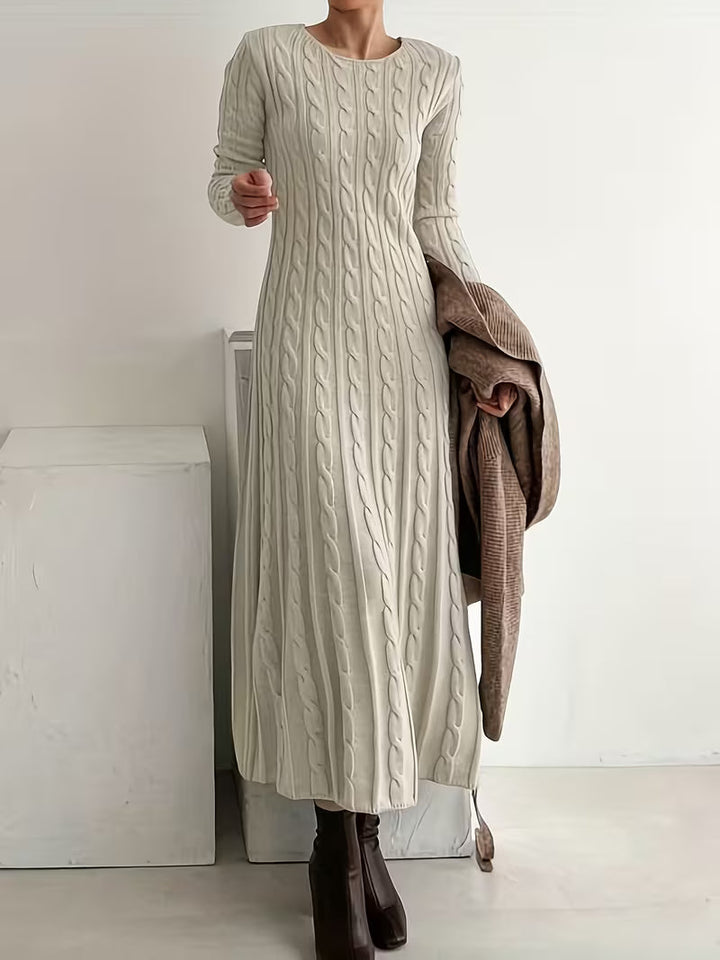 Tiana | Cosy Cable Knit Maxi Dress with Long Sleeves