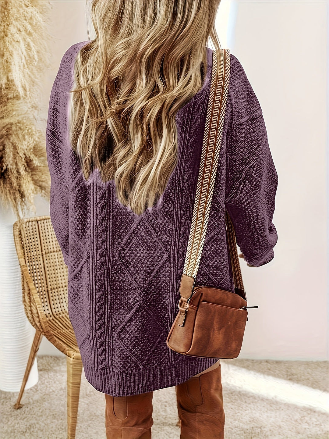 Julissa | Cosy Cable Knit Sweater Dress with Round Neck