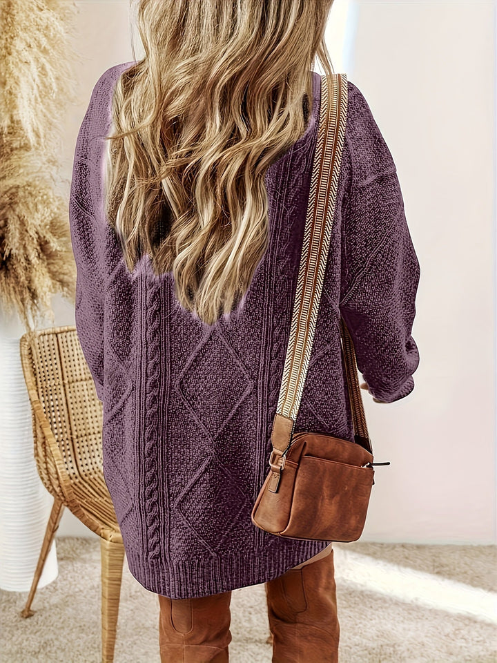 Julissa | Cosy Cable Knit Sweater Dress with Round Neck