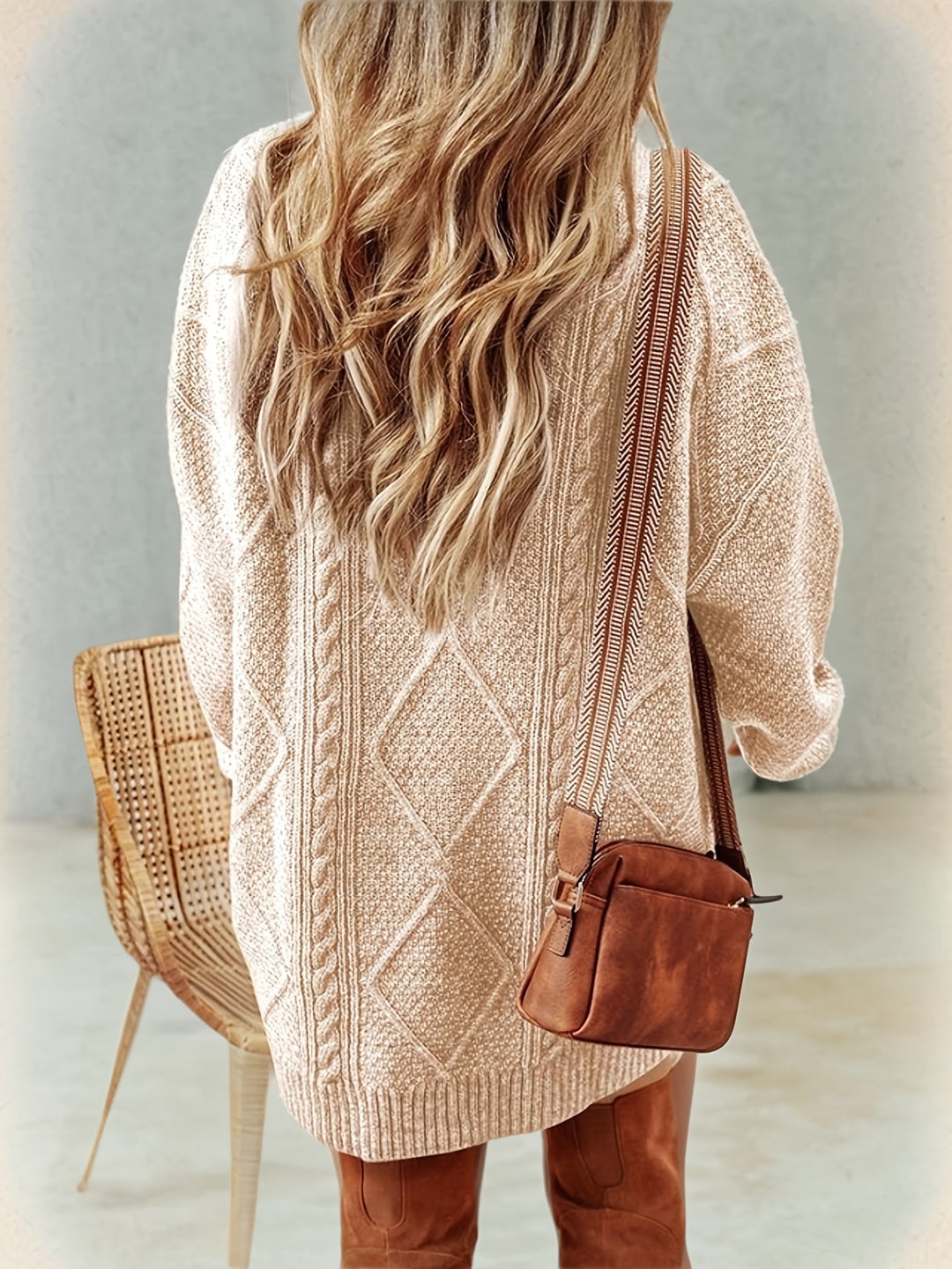 Julissa | Cosy Cable Knit Sweater Dress with Round Neck