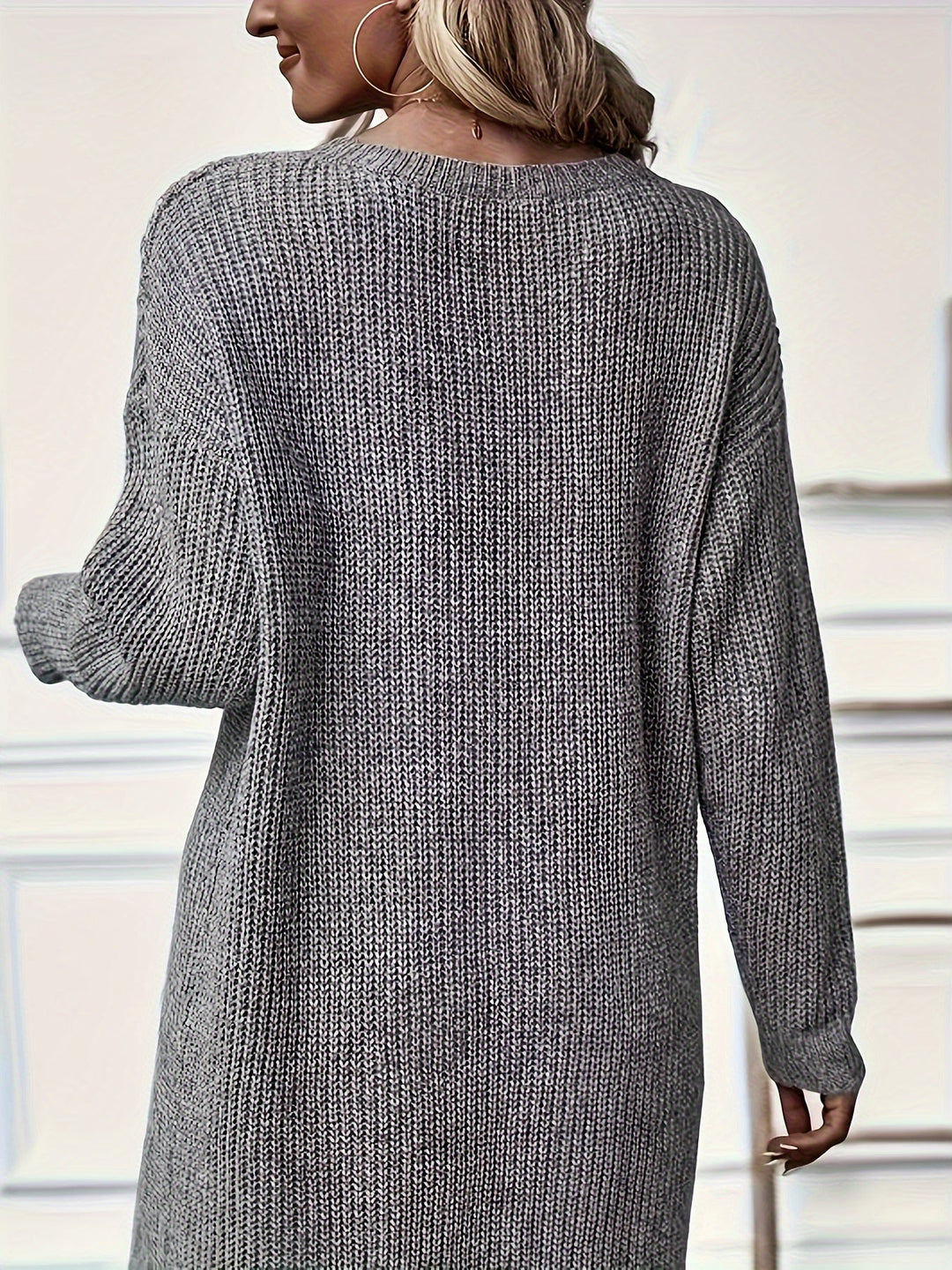 Wanda | Chic Long Sleeve Knit Dress with Wrap Front Hem