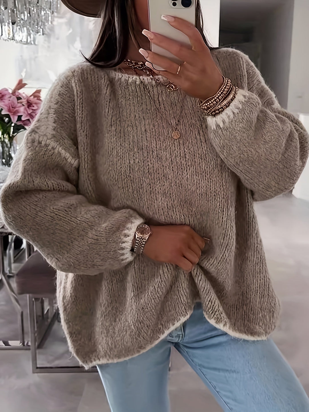 Rosa | Women's Oversized Chunky Knit Sweater with Boat Neck