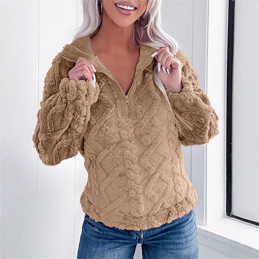 Samara | Women's Oversized Fleece Pullover with Quarter Zip