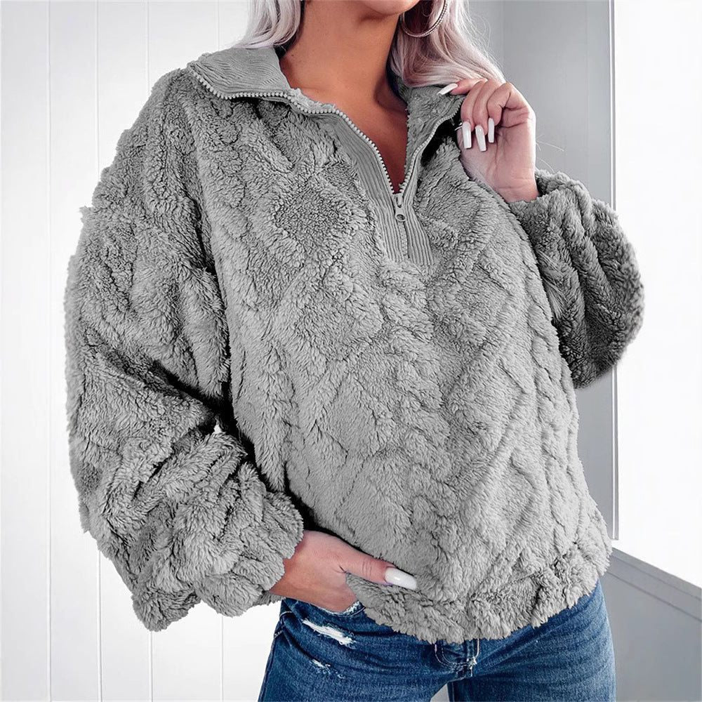 Samara | Women's Oversized Fleece Pullover with Quarter Zip