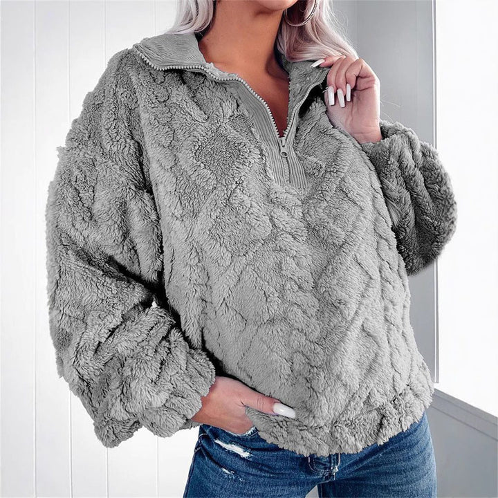 Samara | Women's Oversized Fleece Pullover with Quarter Zip