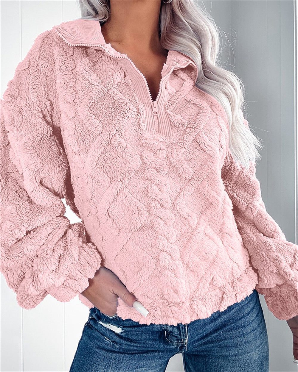 Samara | Women's Oversized Fleece Pullover with Quarter Zip