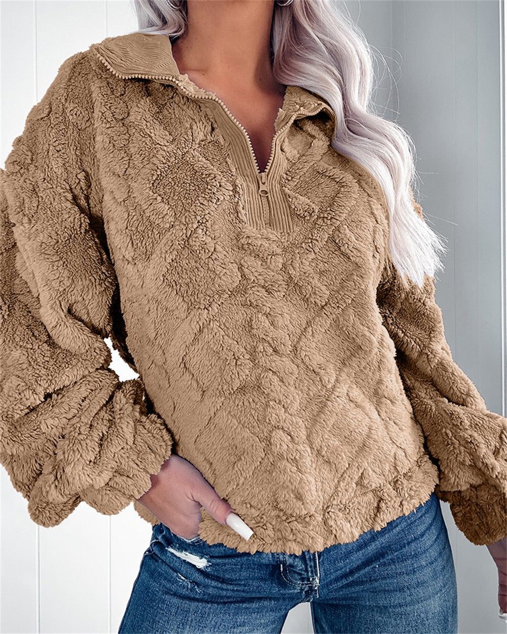 Samara | Women's Oversized Fleece Pullover with Quarter Zip