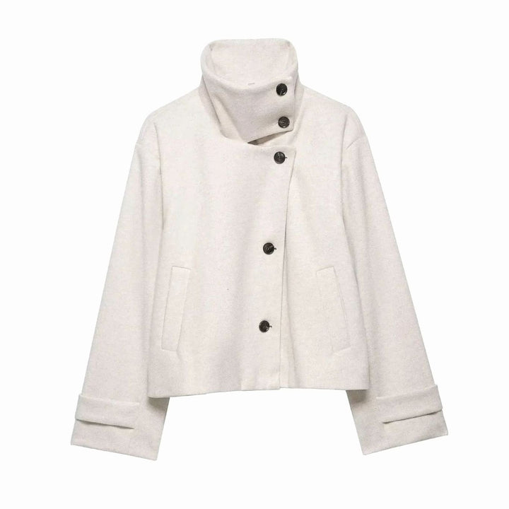 Khloe | Women's Cropped Wool Coat with High Collar