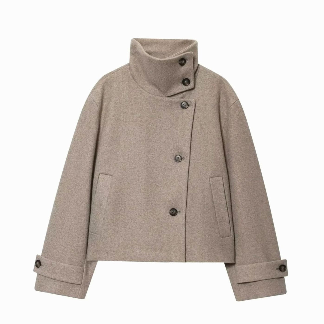 Khloe | Women's Cropped Wool Coat with High Collar