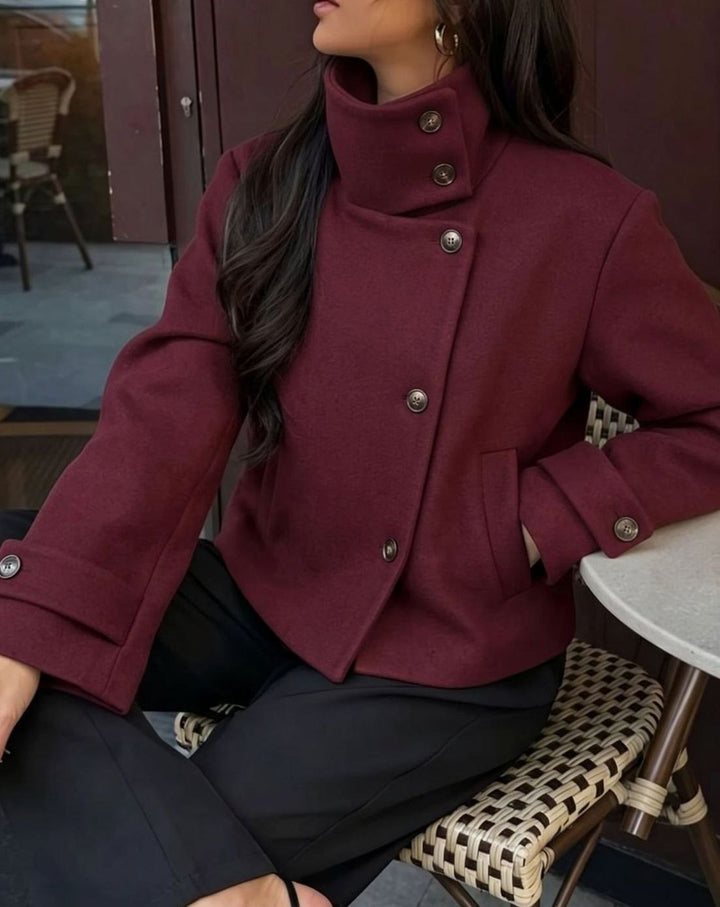 Khloe | Women's Cropped Wool Coat with High Collar