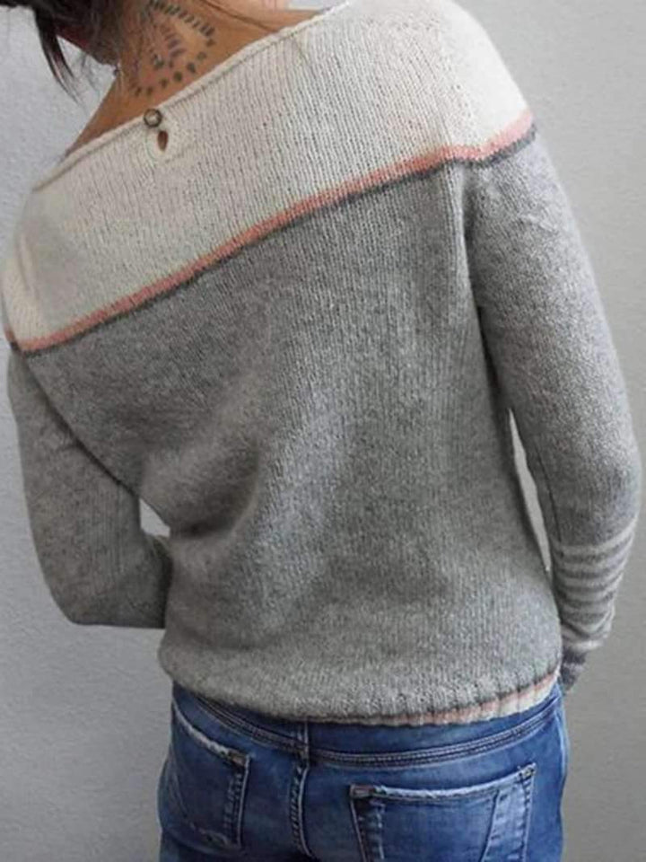 Meghan | Fine Knit Sweater with Contrast Shoulder Panel