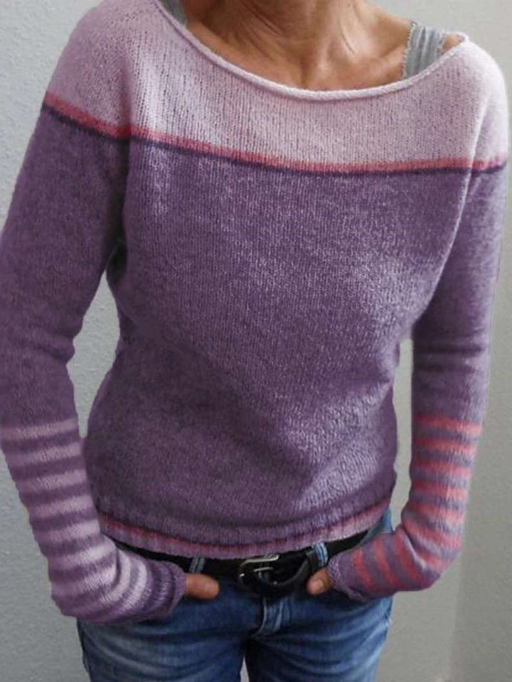Meghan | Fine Knit Sweater with Contrast Shoulder Panel