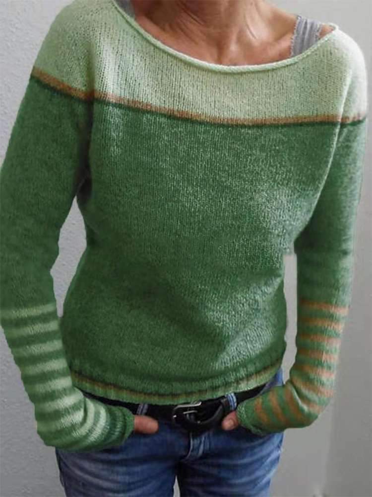 Meghan | Fine Knit Sweater with Contrast Shoulder Panel