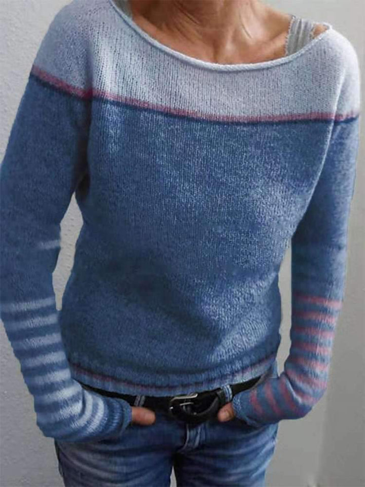 Meghan | Fine Knit Sweater with Contrast Shoulder Panel