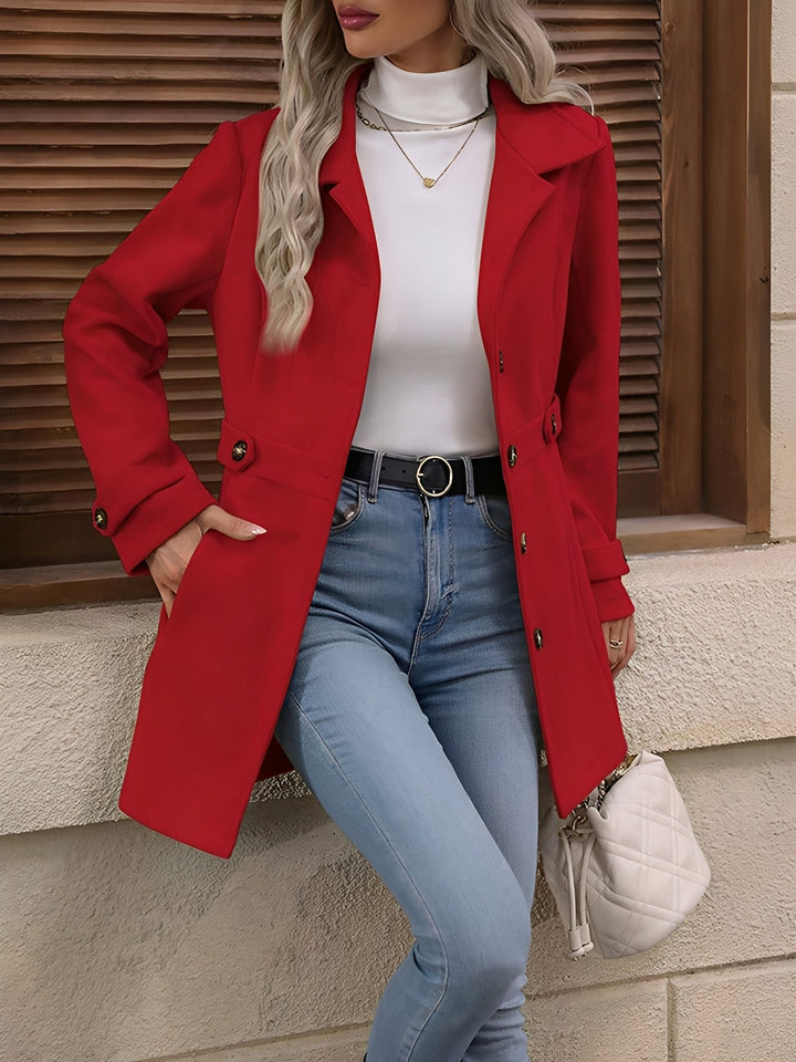 Khloe | Women's Double Breasted Trench Coat with Gold Button Detail