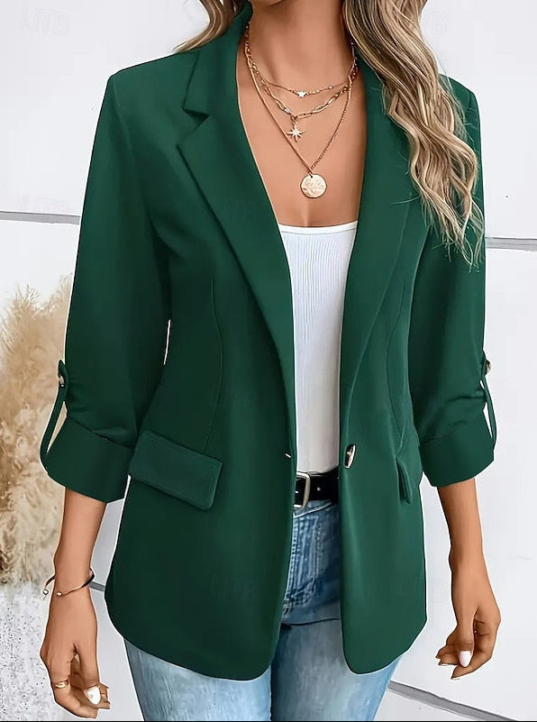 Hallie | Fitted Open Front Blazer with Roll-Up Sleeves