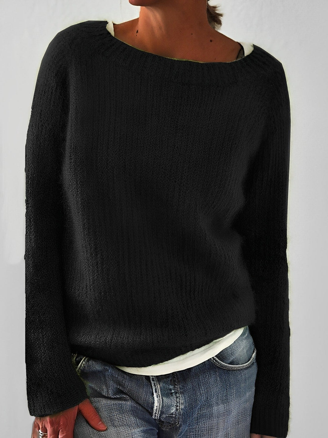 Melissa | Cosy Knit Sweater with Wide Round Neckline