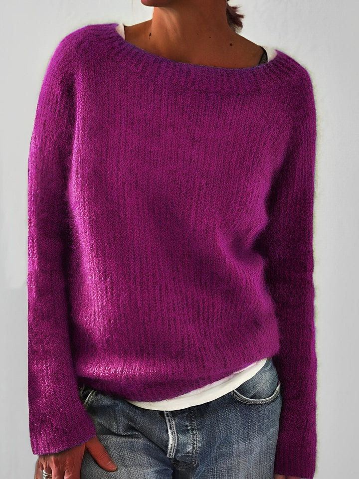 Melissa | Cosy Knit Sweater with Wide Round Neckline