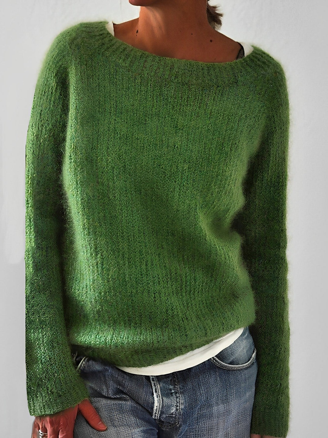 Melissa | Cosy Knit Sweater with Wide Round Neckline
