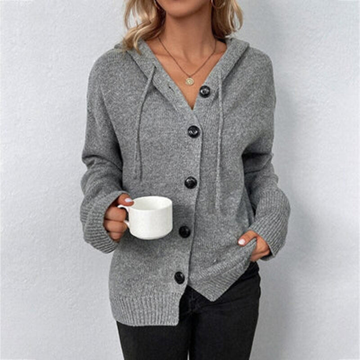 Bethan | Relaxed Hooded Knit Cardigan with Large Button Closure