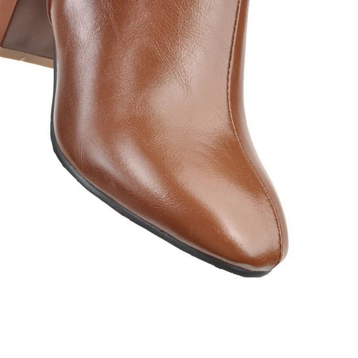 Jade | Heeled Knee High Leather Boots with Side Zip