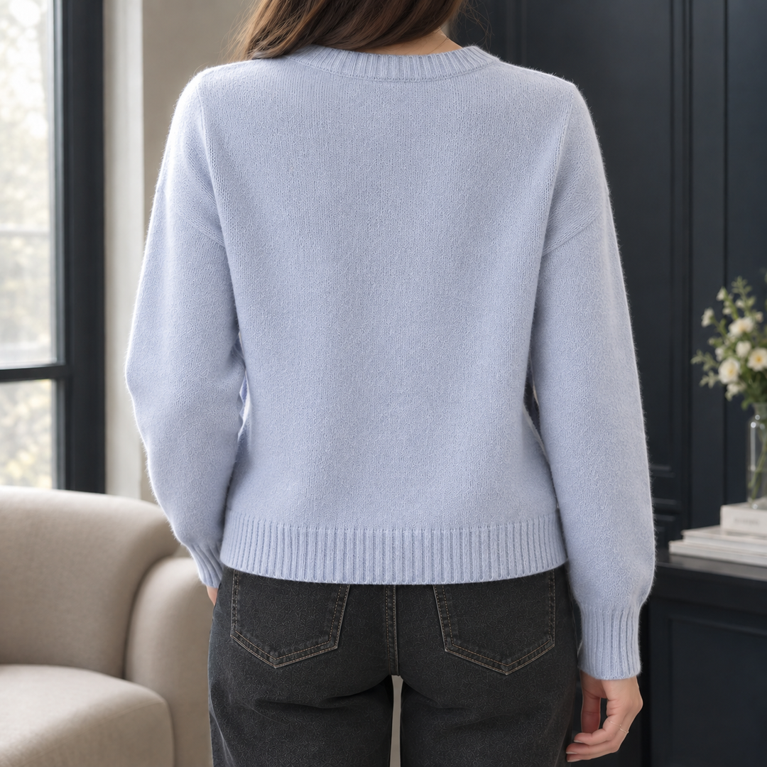 Alina | Heritage Argyle Cardigan with Round Neck and Cream Buttons