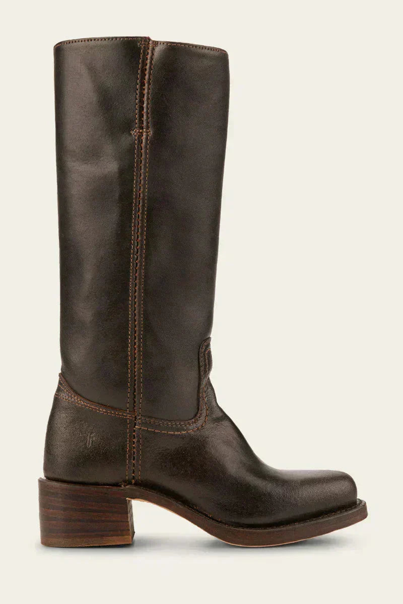 June | Women's Mid Calf Block Heel Boots with Closed Toe