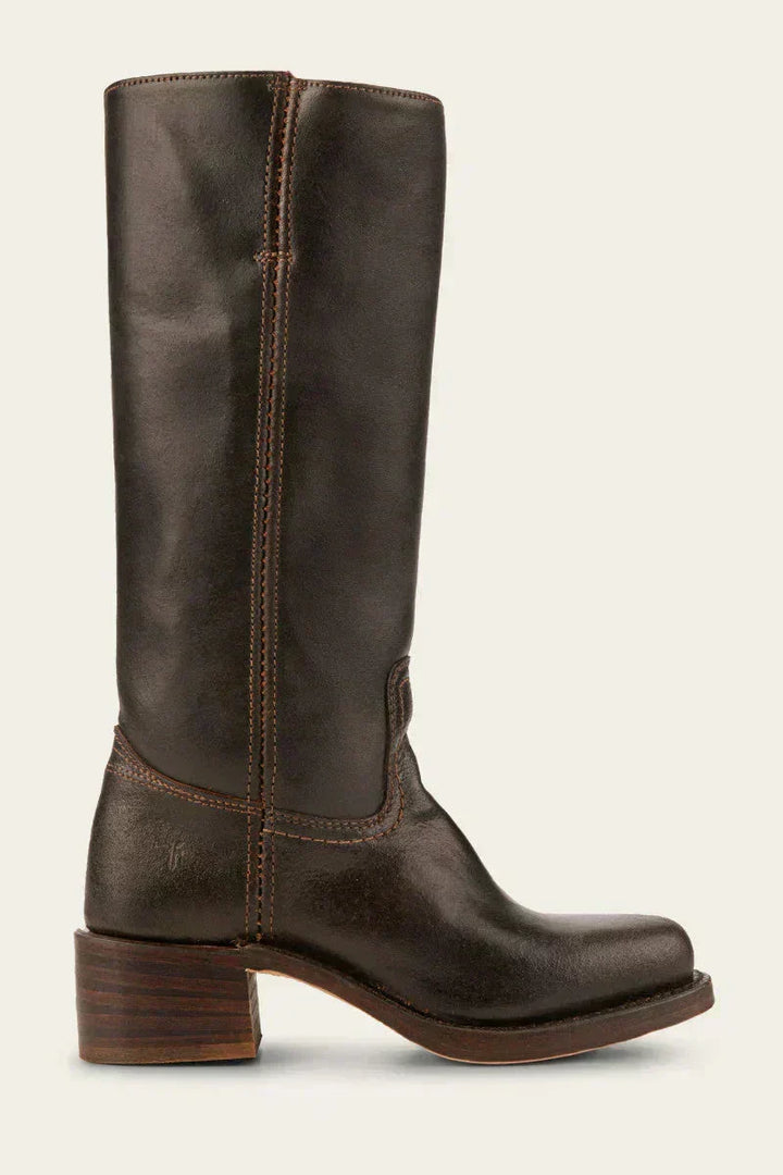 June | Women's Mid Calf Block Heel Boots with Closed Toe