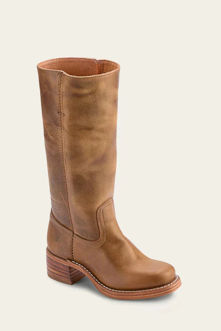 June | Women's Mid Calf Block Heel Boots with Closed Toe