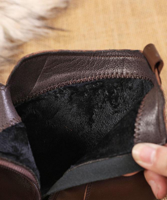 Milena | Leather Ankle Boots with Leaf Detail and Block Heel