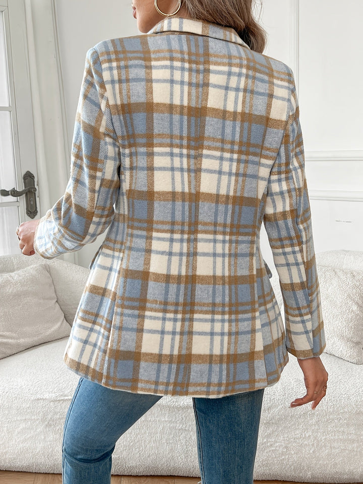 Ryleigh | Light Blue Check Blazer with Fitted Waist