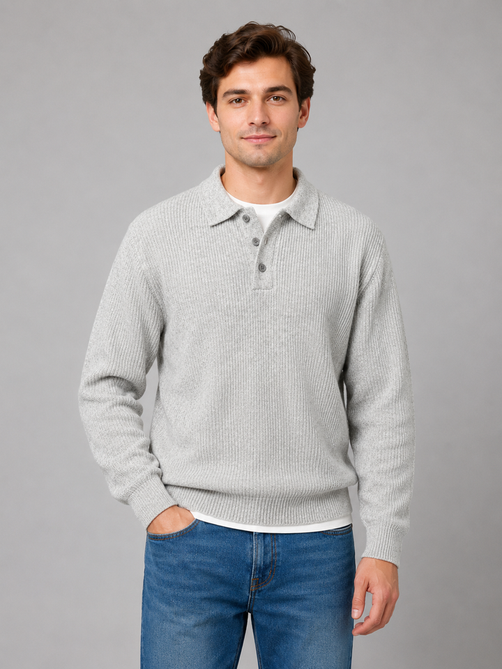 Samuel | Men's Button Polo Knit Jumper