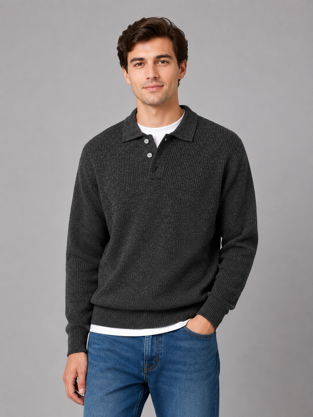 Samuel | Men's Button Polo Knit Jumper