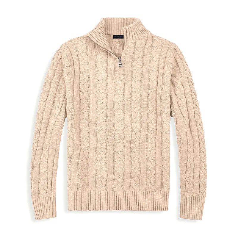 Ernest | Men's Cotton Cable Knit Half-Zip Sweater