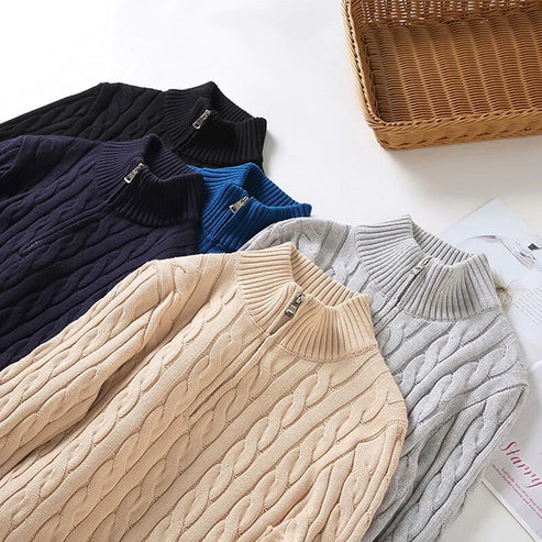 Ernest | Men's Cotton Cable Knit Half-Zip Sweater