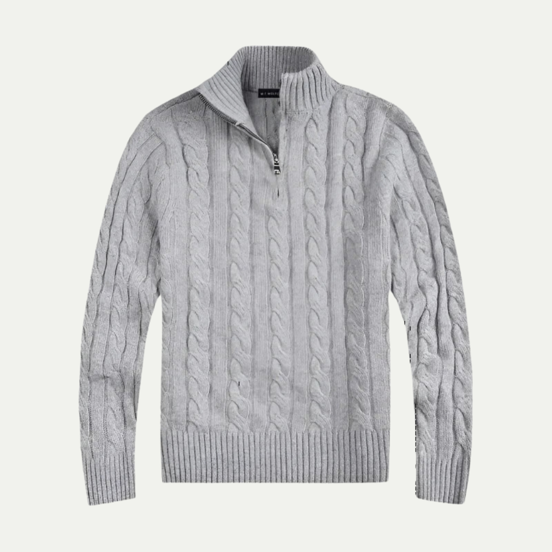 Ernest | Men's Cotton Cable Knit Half-Zip Sweater