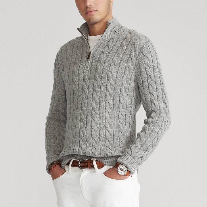 Ernest | Men's Cotton Cable Knit Half-Zip Sweater