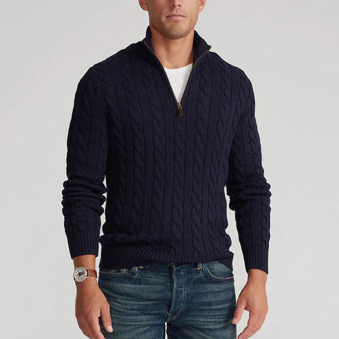 Ernest | Men's Cotton Cable Knit Half-Zip Sweater