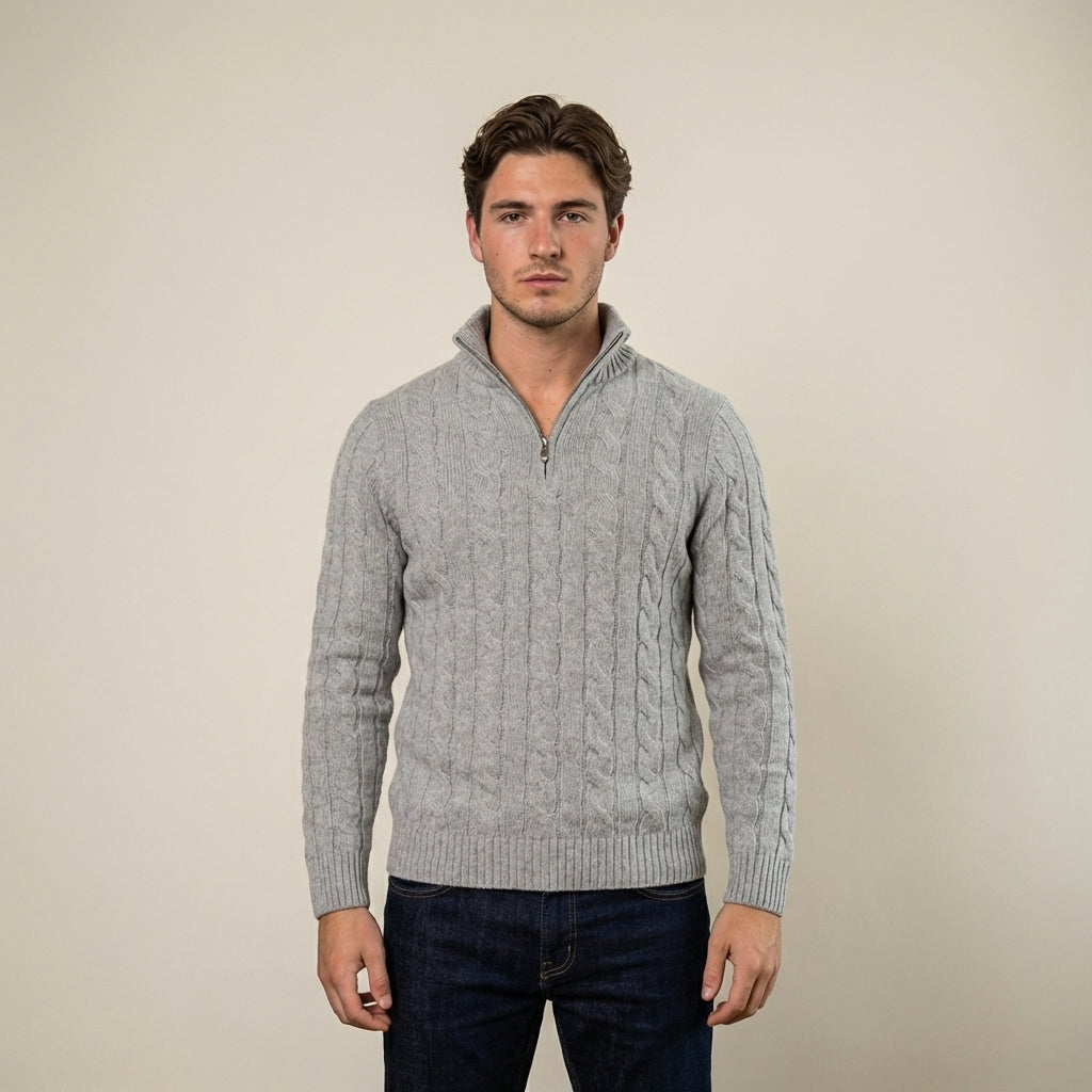 Ernest | Men's Cotton Cable Knit Half-Zip Sweater