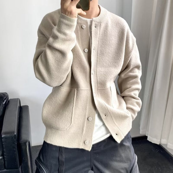 Richard | Men's Button-Up Knit Cardigan with Patch Pockets
