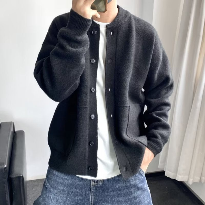 Richard | Men's Button-Up Knit Cardigan with Patch Pockets