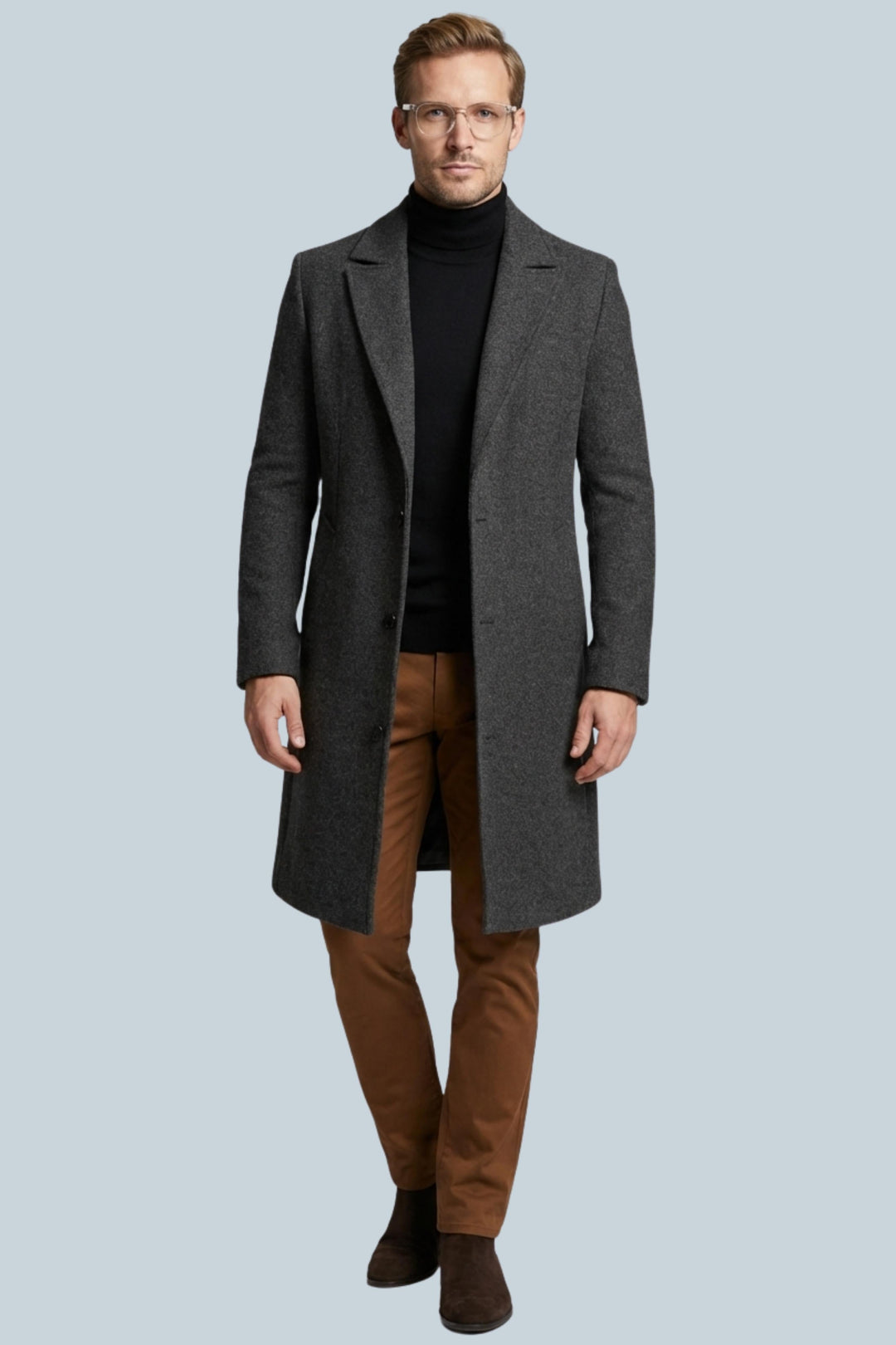 Levi | Men's Camel Wool Longline Formal Winter Coat