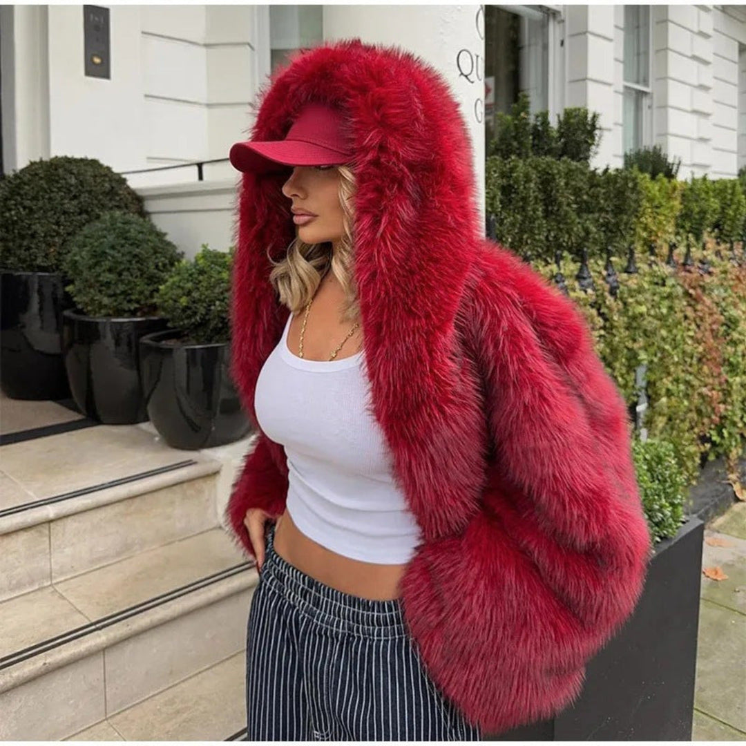 Steffi | Cosy Hooded Long Sleeve Faux Coat